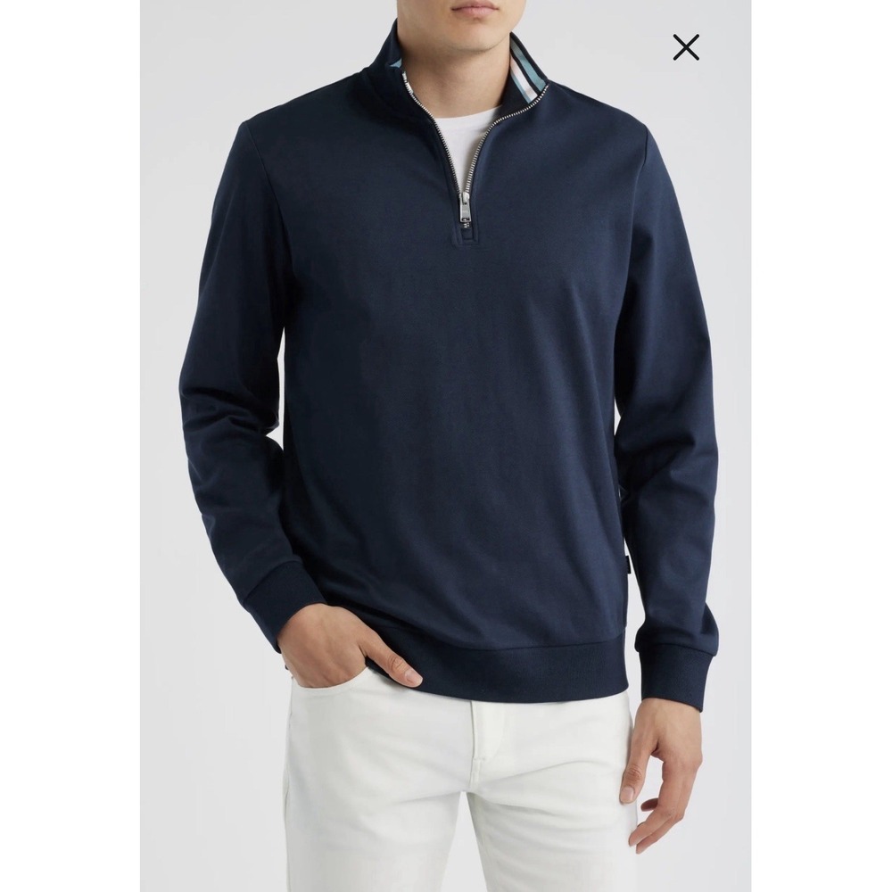 Boss Hugo Boss Stimmann Half Zip Top Ribbed Size‎ XL Blue